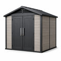 Abri de jardin en plastique 213x130x185cm gris et beige