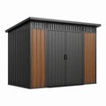 Abri de jardin en métal et bois composite 230x150x215 cm noir et marron