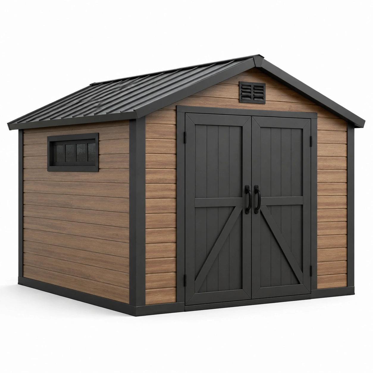 Abri de jardin en bois et métal 238 x 220 cm avec fenêtre