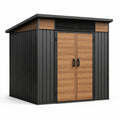 Abri de jardin en acier galvanisé et panneaux bois 200x150x210 cm noir et bois naturel