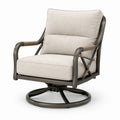Fauteuil pivotant en métal et tissu polyester beige
