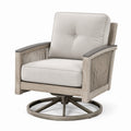 Fauteuil pivotant en bois, métal et polyester beige