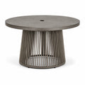 Table ronde de jardin en métal et céramique gris