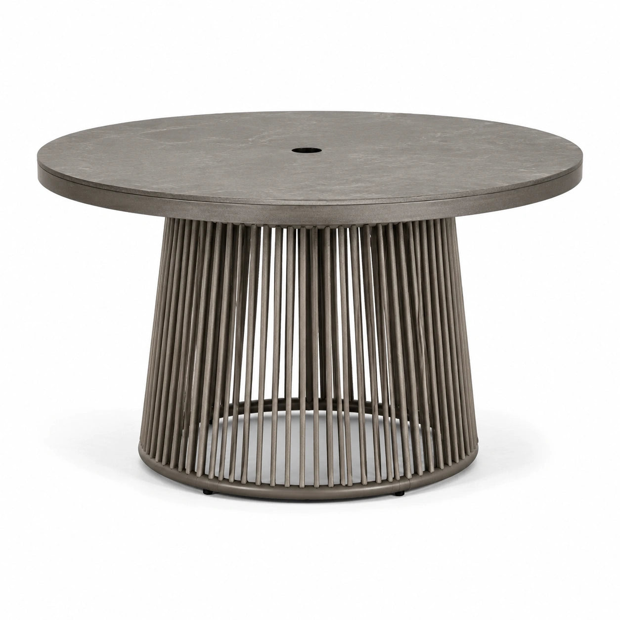 Table ronde de jardin en métal et céramique gris