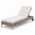 Chaise Longue de Jardin en Résine Tressée avec Coussin Réglable Beige