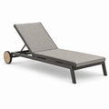 Chaise longue en aluminium et tissu gris avec roues