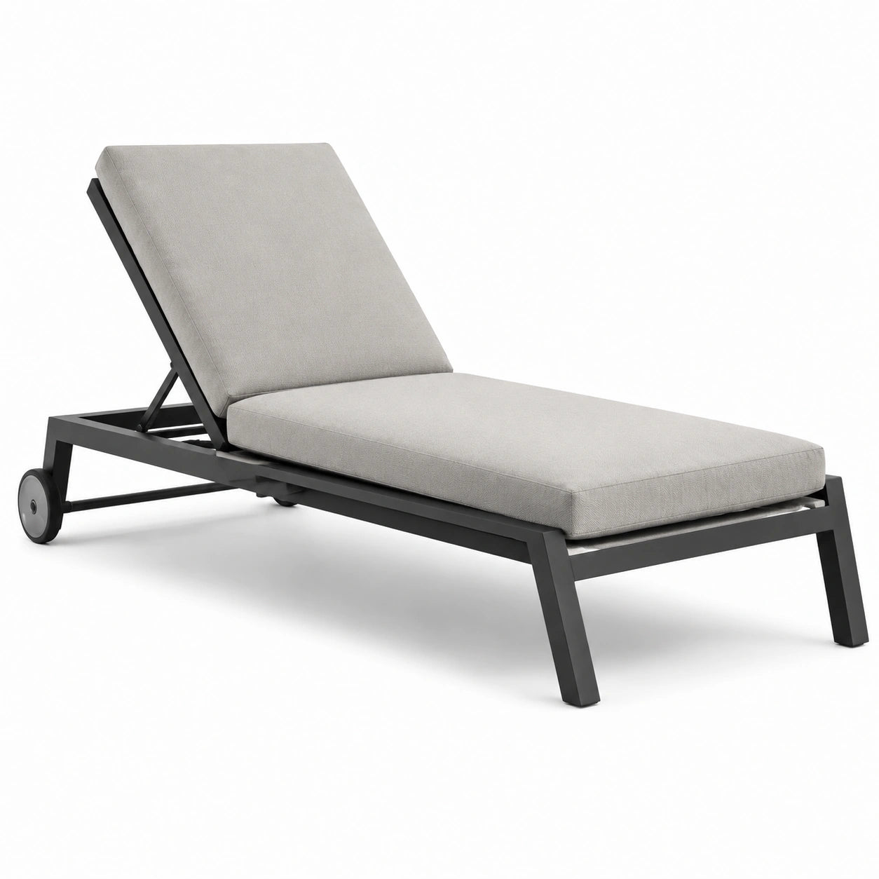 Chaise longue réglable en aluminium avec coussin gris 200 cm