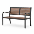 Banc de jardin en métal et bois composite 120 cm marron/noir