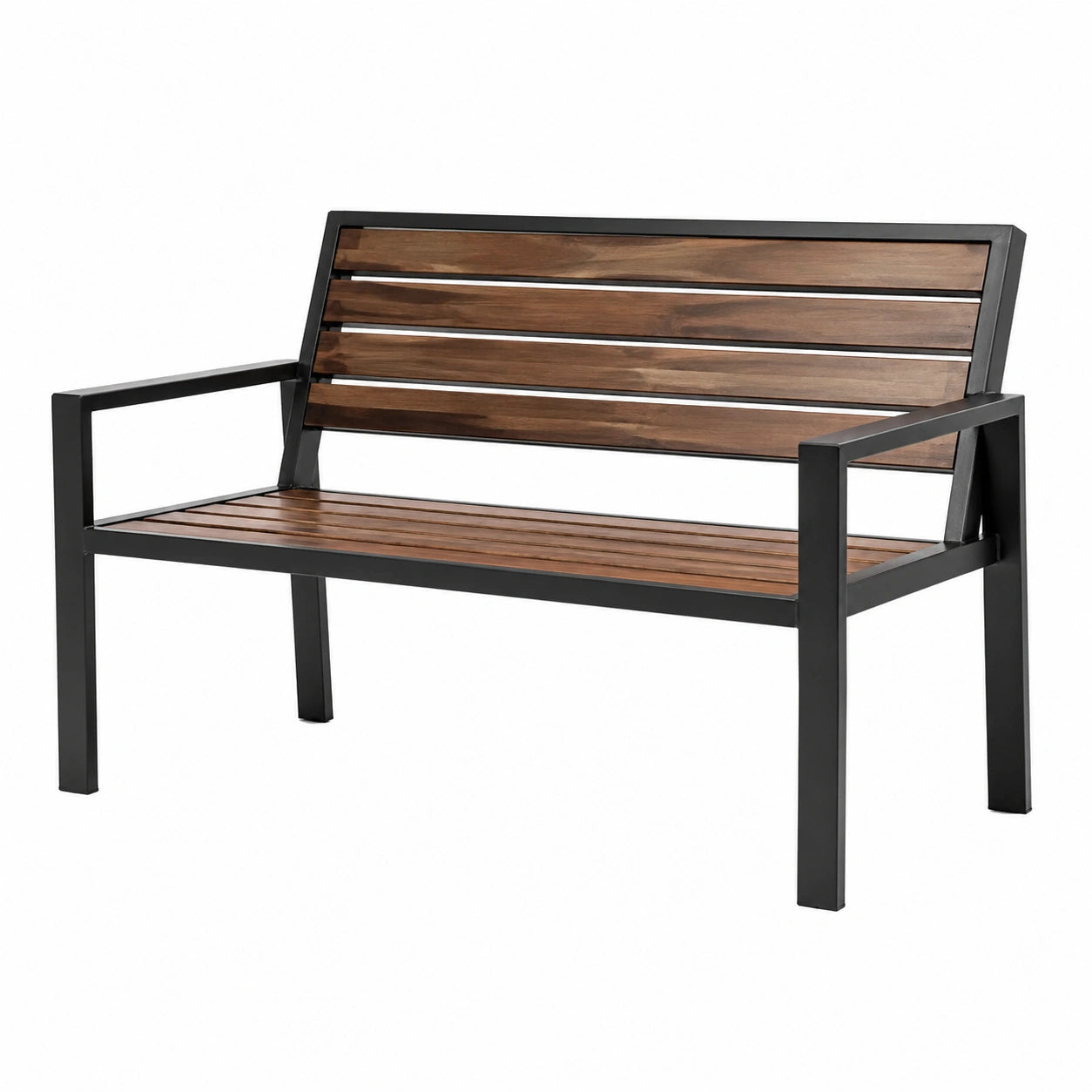 Banc en bois d'acacia et métal noir 120x60x80 cm