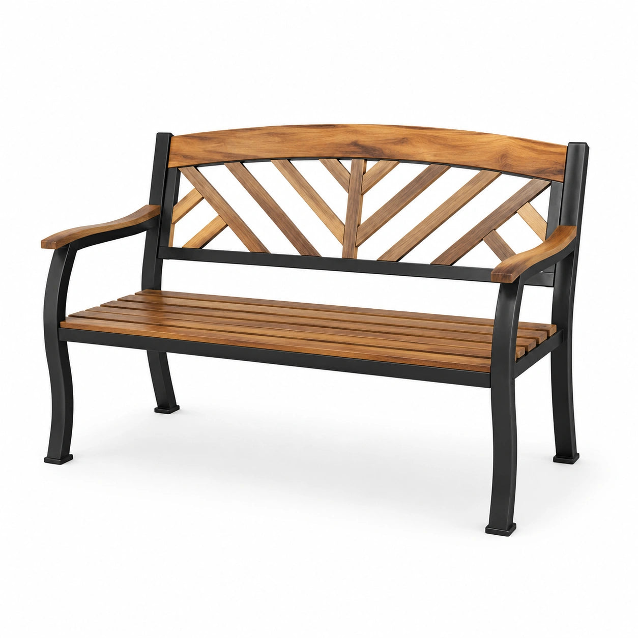 Banc extérieur en bois et métal 120cm