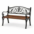 Banc de jardin en métal et bois dur noir/marron