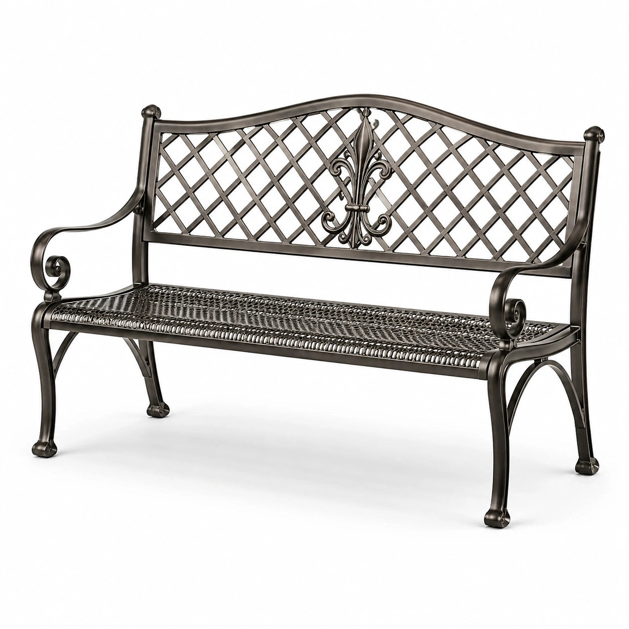 Banc de jardin en fer forgé avec motif décoratif 125x60x80 cm noir