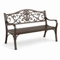 Banc en métal avec motifs décoratifs 128 cm marron