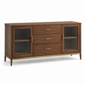 Buffet en bois avec portes en verre et tiroirs