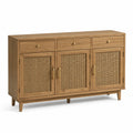Buffet en bois avec portes en cannage de rotin et tiroirs 150 cm