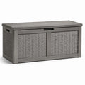 Coffre de rangement en résine et métal gris