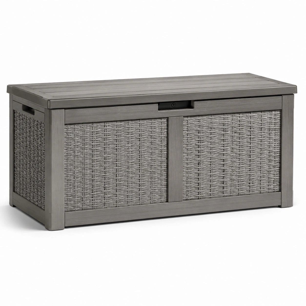 Coffre de rangement en résine et métal gris