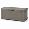 Coffre de rangement en résine tressée gris 120x45x60 cm