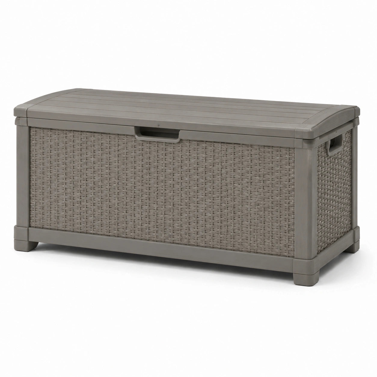 Coffre de rangement en résine tressée gris 120x45x60 cm
