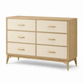 Commode en bois avec tiroirs en lin beige 120x45x80 cm