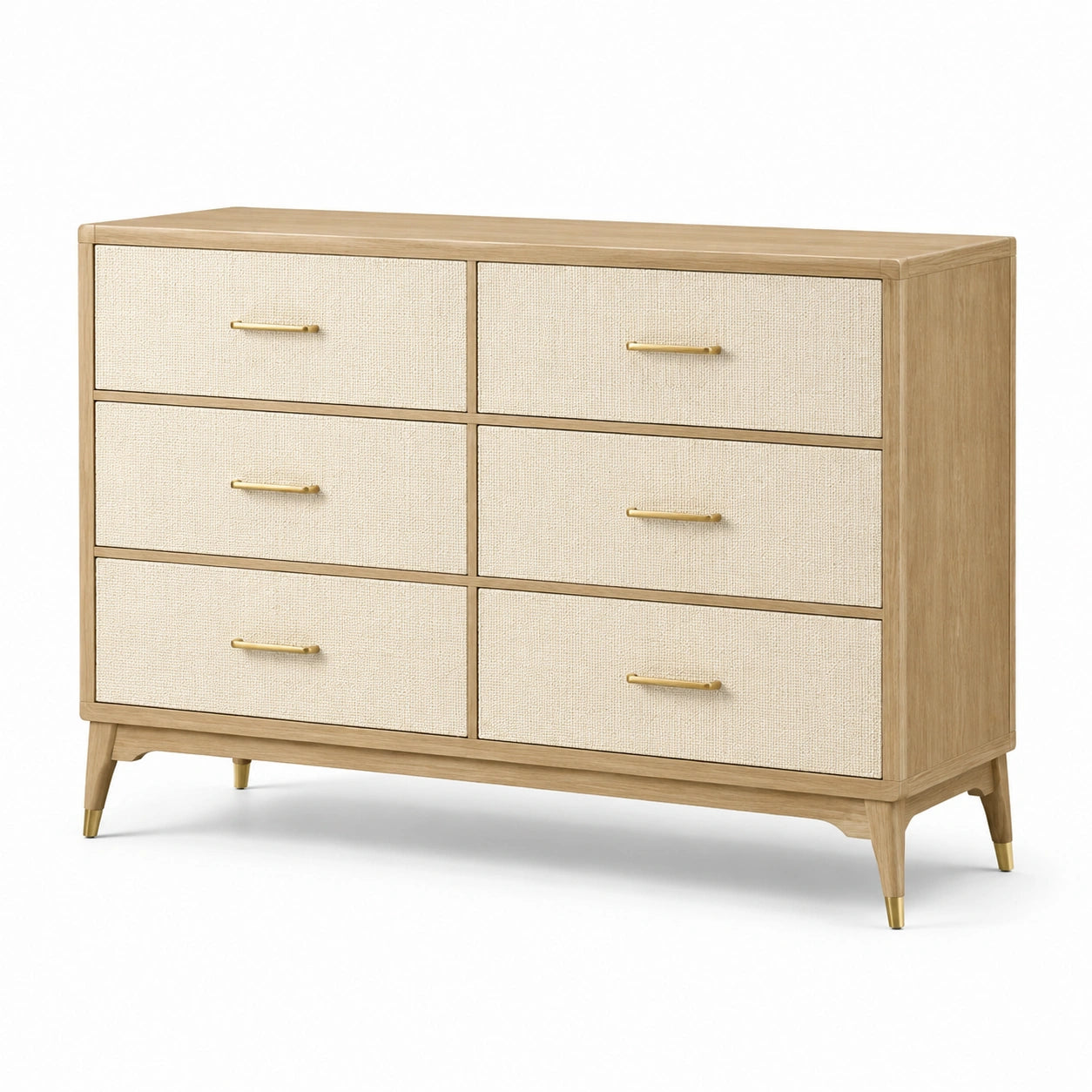 Commode en bois avec tiroirs en lin beige 120x45x80 cm