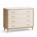 Commode en bois avec surface en marbre, 4 tiroirs, beige