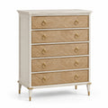 Commode 5 tiroirs en bois et métal doré