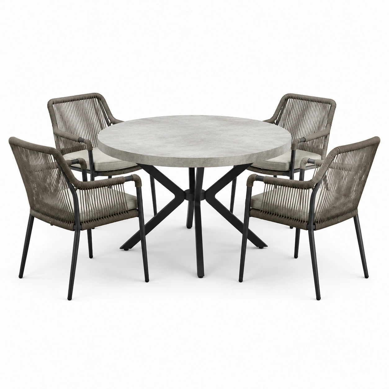 Ensemble de jardin table en béton avec chaises en polyester